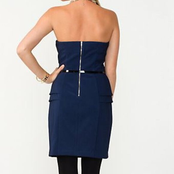 LeChateau Ottoman Ribbed Peplum Dress, Zip up - Picture 7 of 7